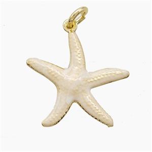 Copper Starfish Pendant Beige Painted Gold Plated, approx 20mm