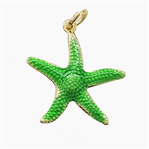 Copper Starfish Pendant Green Painted Gold Plated, approx 20mm