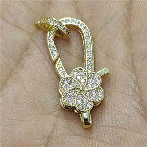 Copper Lobster Clasp Micropave Zirconia Gold Plated, approx 10-28mm
