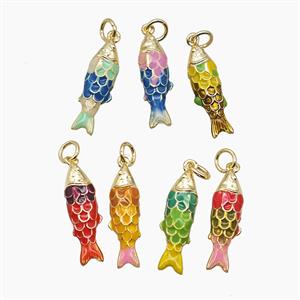 Copper Fish Pendant Enamel Gold Plated Mixed, approx 6-20mm