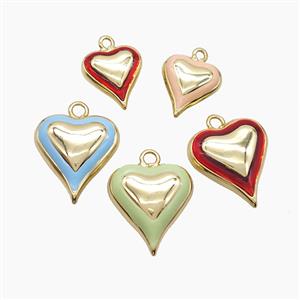 Copper Heart Pendant Enamel Gold Plated Mixed, approx 15-17mm
