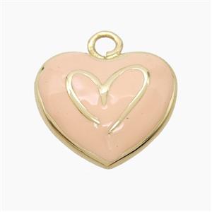 Copper Heart Pendant Pink Enamel Gold Plated, approx 20mm