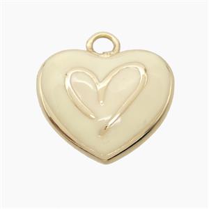Copper Heart Pendant Beige Enamel Gold Plated, approx 20mm