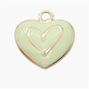 Copper Heart Pendant Lt.green Enamel Gold Plated, approx 20mm