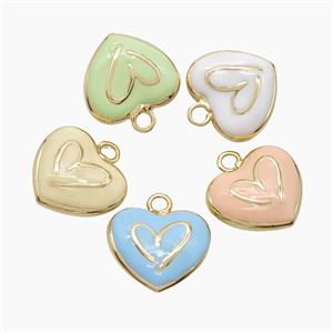 Copper Heart Pendant Enamel Gold Plated Mixed, approx 20mm