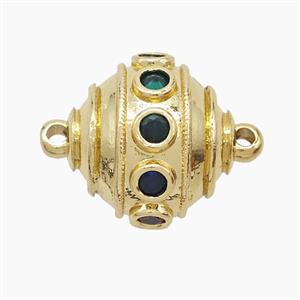 Copper Bicone Connector Pave Zirconia Gold Plated, approx 20mm