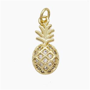 Copper Pineapple Pendant Pave Zirconia Gold Plated, approx 9-17mm