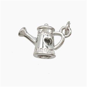 Watering Can Charms Copper Pendant Heart Platinum Plated, approx 11-15mm