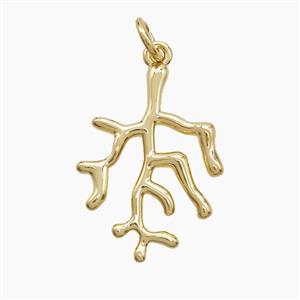 Coral Branch Charms Copper Pendant Gold Plated, approx 15-20mm