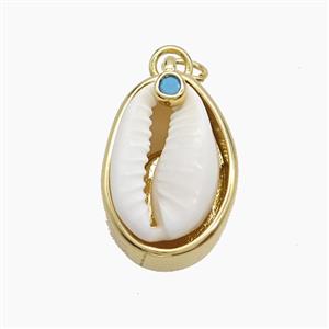 Copper Pendant Pave Conch Shell Gold Plated, approx 14-20mm