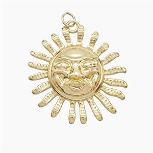 Copper Sun Pendant Gold Plated, approx 30mm