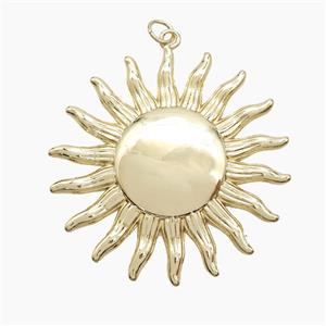 Copper Sun Pendant Gold Plated, approx 38mm