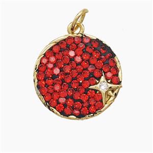 Copper Sun Pendant Pave Zirconia Star Gold Plated, approx 16mm