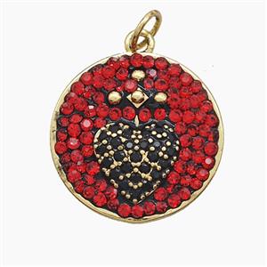 Copper Sun Pendant Pave Zirconia Heart Gold Plated, approx 19mm