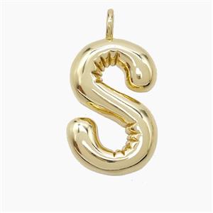 Copper Letter-S Pendant Gold Plated, approx 16-20mm