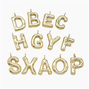 Copper Alphabet Pendant Gold Plated Mixed Letters, approx 16-20mm