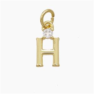 Copper Letter-H Pendant Pave Zirconia Gold Plated, approx 6-10mm