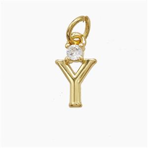 Copper Letter-Y Pendant Pave Zirconia Gold Plated, approx 6-10mm