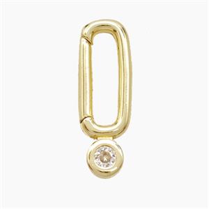 Copper Carabiner Clasp Pendant Pave Zirconia Gold Plated, approx 7-20mm