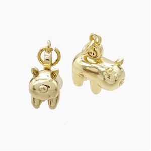 Copper Pig Pendant Gold Plated, approx 12mm