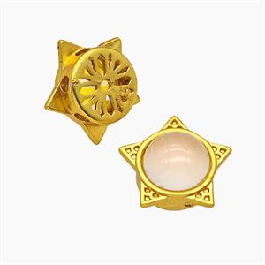 Copper Star Beads Pave Resin Gold Plated, approx 13mm