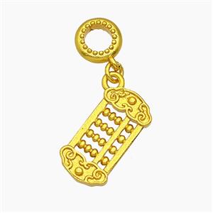 Chinese Ruyi Abacus Charms Copper Pendant Matte Gold Plated, approx 8-16mm, 7mm dia