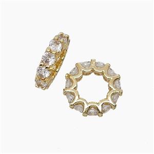 Copper Circle Beads Pave Zirconia Gold Plated, approx 11.5mm