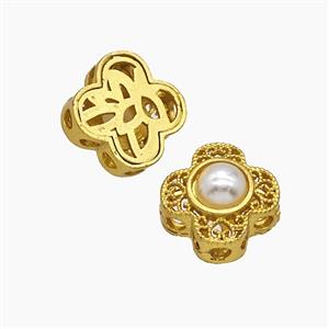 Copper Cross Beads Pave Resin Gold Plated, approx 12mm