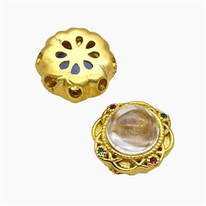 Copper Button Beads Pave Acrylic Gold Plated, approx 13mm