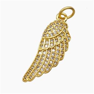 Copper Angelwings Pendant Pave Zirconia 18K Gold Plated, approx 8.5-20mm