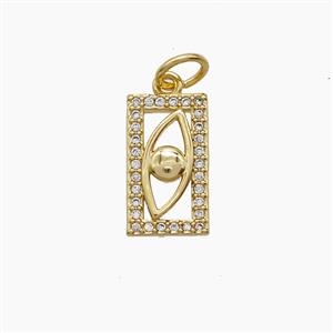 Copper Eye Pendant Pave Zirconia 18K Gold Plated, approx 7-13mm