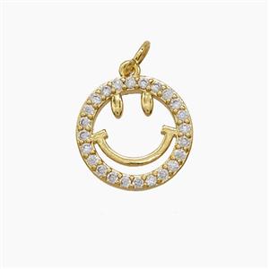Copper Emoji Pendant Pave Zirconia 18K Gold Plated, approx 14.5mm