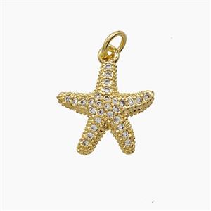 Copper Starfish Pendant Pave Zirconia 18K Gold Plated, approx 15mm