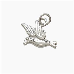 Copper Dove Birds Pendant Platinum Plated, approx 11-13mm
