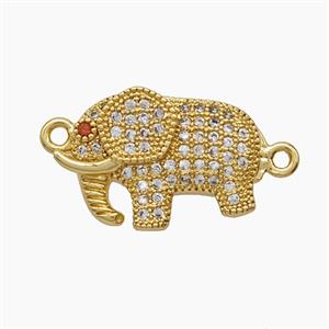 Copper Elephant Connector Pave Zirconia 18K Gold Plated, approx 13-18mm
