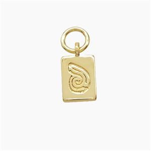 Copper Rectangle Pendant Snails Gold Plated, approx 6-8mm