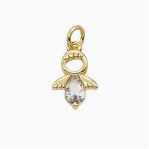 Copper Fairy Pendant Pave Zirconia Gold Plated, approx 9-12mm
