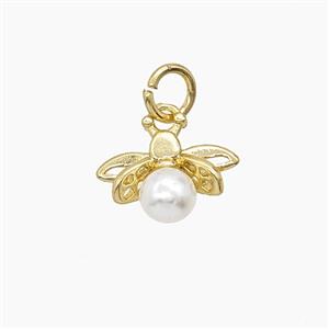 Copper Honeybee Pendant Pave Resin Gold Plated, approx 10-12mm