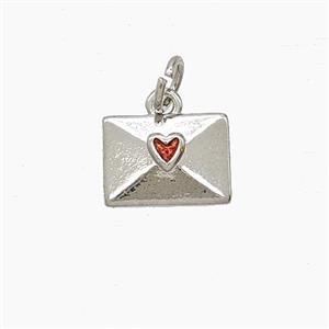 Copper Envelope Pendant Enamel Platinum Plated, approx 8-11mm