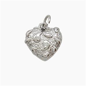 Bohemia Style Copper Heart Pendant Platinum Plated, approx 12mm