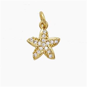Copper Flower Pendant Pave Zirconia Gold Plated, approx 10mm