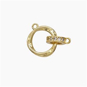 Copper Circle Pendant Pave Zirconia Gold Plated, approx 7mm, 11mm