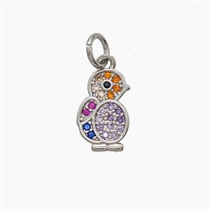 Copper Birds Pendant Pave Zirconia Platinum Plated, approx 7.5-11.5mm