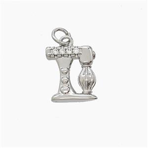 Copper Blender Pendant Pave Zirconia Platinum Plated, approx 12-13mm