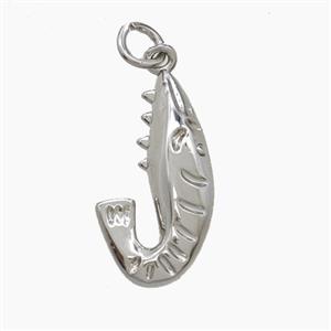 Copper Shrimp Pendant Platinum Plated, approx 12-22mm