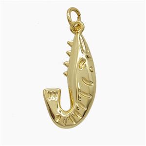 Copper Shrimp Pendant Gold Plated, approx 12-22mm
