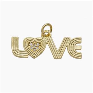 Copper LOVE Pendant Pave Zirconia Heart Gold Plated, approx 8-26mm