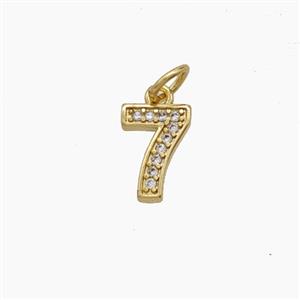 Copper Number-7 Pendant Pave Zirconia Seven Gold Plated, approx 4-10mm