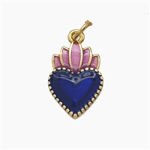 Copper Sacred Heart Pendant Enamel Gold Plated, approx 11-16mm