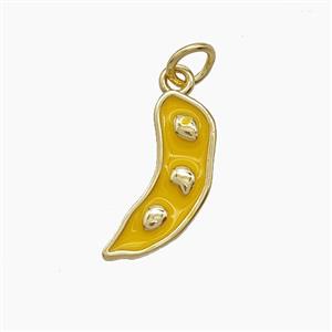 Copper Pea Charms Pendant Yellow Enamel Gold Plated, approx 6-16mm